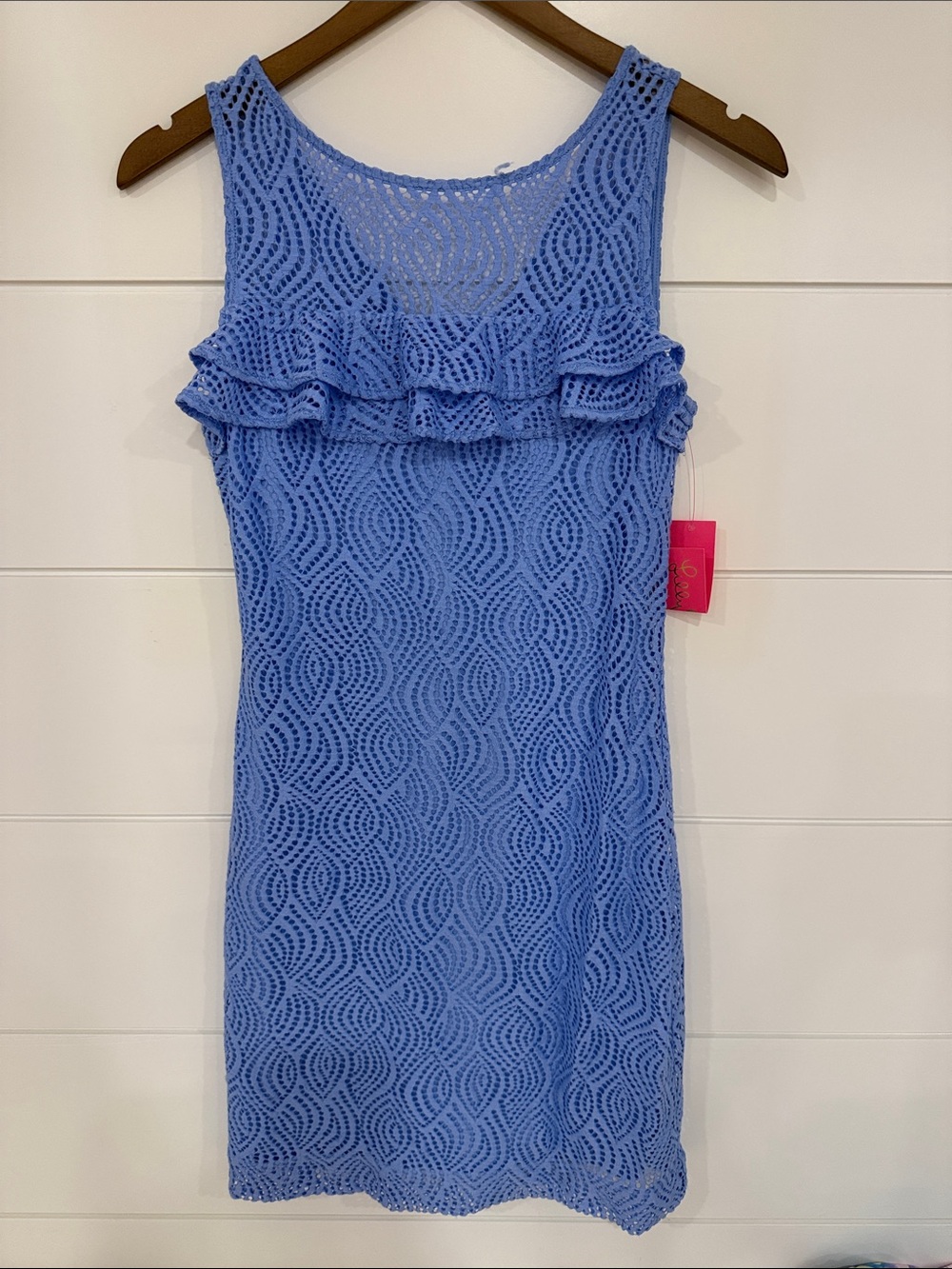 Lilly Pulitzer Periwinkle Blue Crochet Ruffle Shift Dress